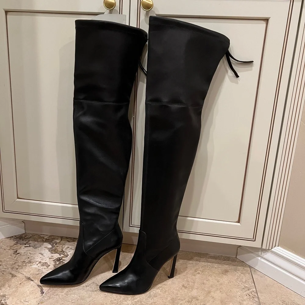 Stuart Weitzman Sexy Natalia Thigh High Length Stretch Leather Boots
